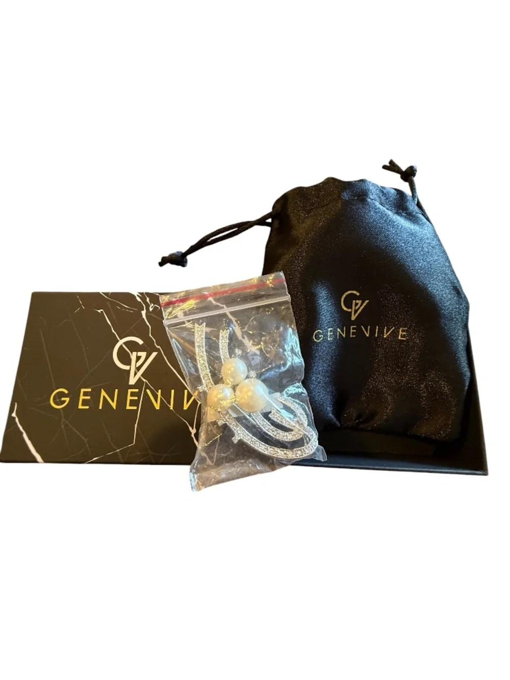 Genevive Women's Silver CZ Brooch - NWOT